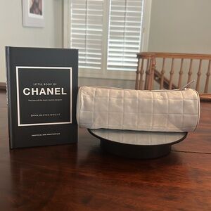 CHANEL Chocolate Bar COCO Mark Cylindrical Pouch Powder Blue